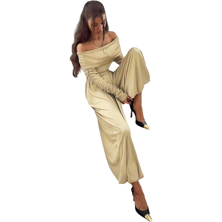 Damen Off-Shoulder Overall mit Raffungen und weitem Bein Echo Archiv