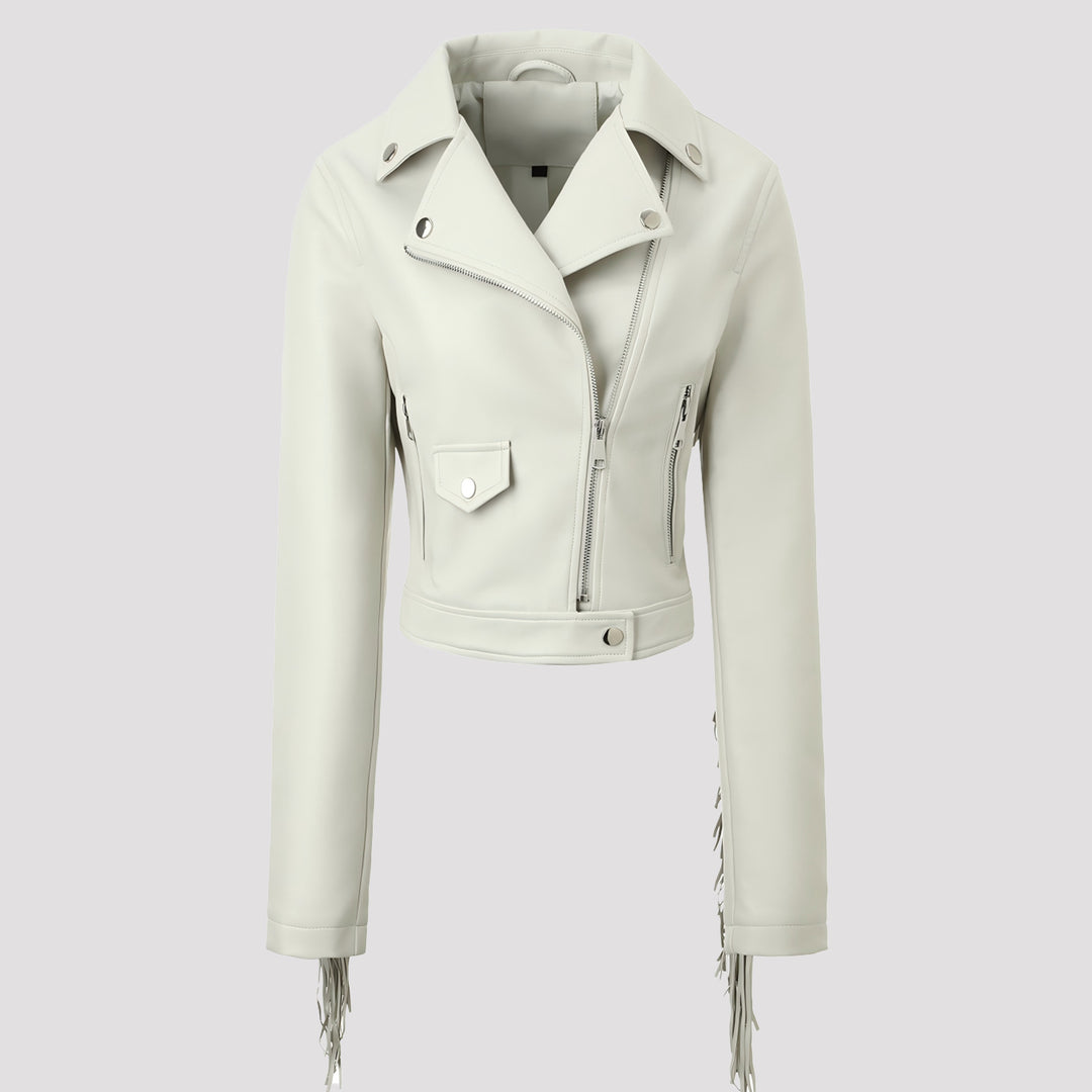 Damen Modische Cropped Bikerjacke Echo Archiv