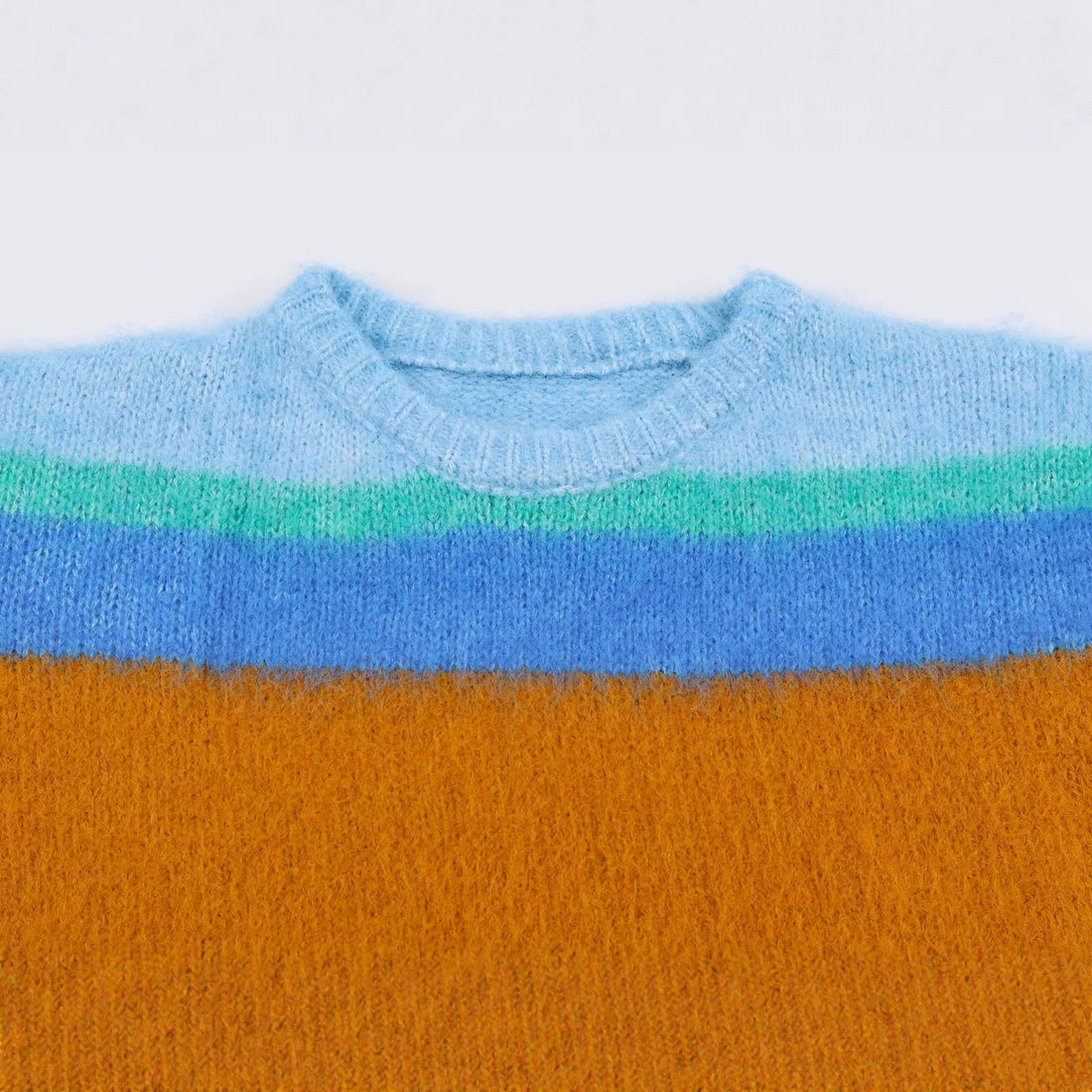 Damen Oversize Mohair‑Look Streifenpullover mit Rundhalsausschnitt Echoarchiv