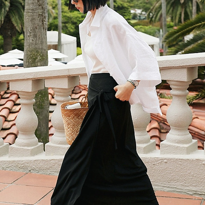 Damen Leichtes Oversize-Hemd aus Leinenmix mit kastiger Silhouette und asymmetrischem Saum Echoarchiv