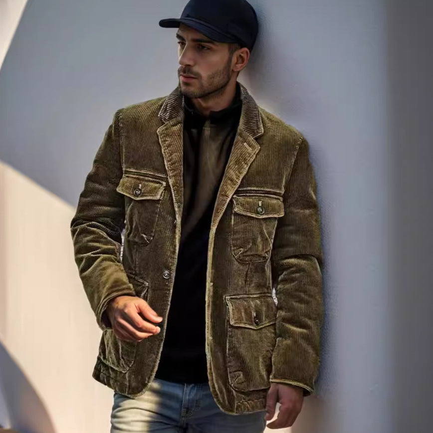 Herren modischer Cordblazer mit aufgesetzten Taschen Echoarchiv