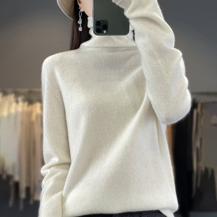 Damen Weicher Feinstrick-Rollkragenpullover mit kaschmirähnlicher Haptik und verlängerten Bündchen Echoarchiv
