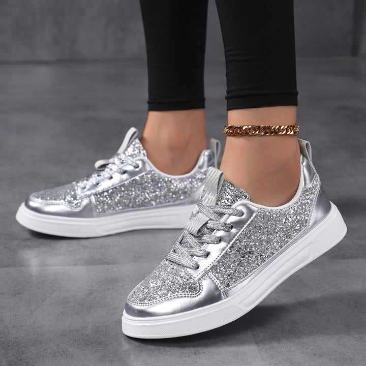Damen nan Glitzer-Freizeitsneaker mit Metallic-Details, gepolstertem Einstieg und rutschfester Gummisohle Echo Archiv