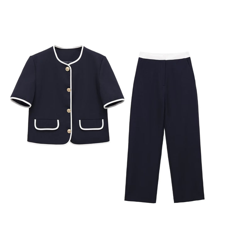 Damen modisches Set mit eleganter Jacke und weit geschnittenen Hosen Echo Archiv