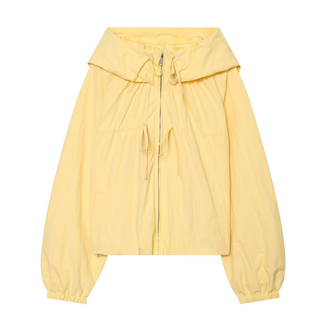 Damen Kurze Kapuzen-Windjacke mit Tunnelzug und Reißverschluss Echo Archiv