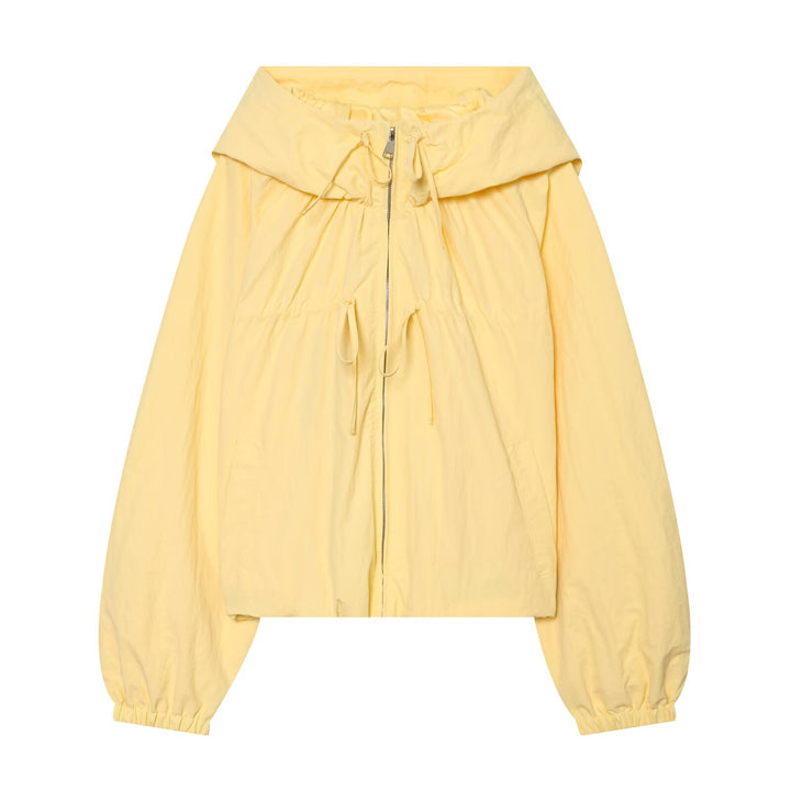 Damen Kurze Kapuzen-Windjacke mit Tunnelzug und Reißverschluss Echo Archiv