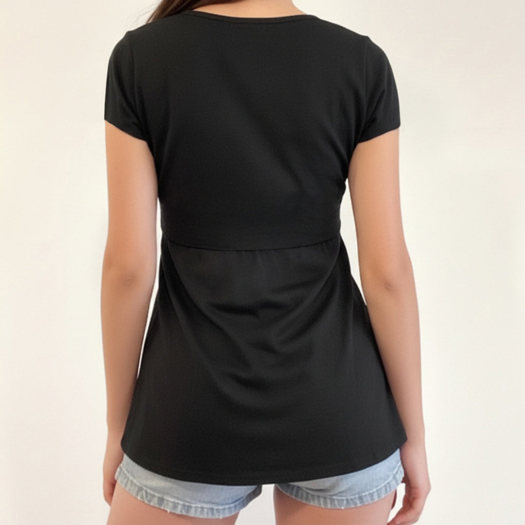 Damen V-Ausschnitt Shirt mit Rüschendetails und elastischem Bund Echo Archiv