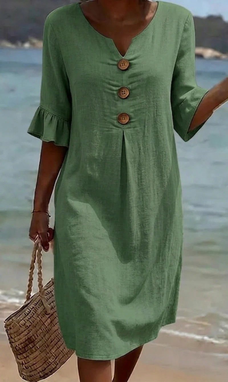 Damen Leichtes Sommerkleid mit Knopfdetails Echo Archiv