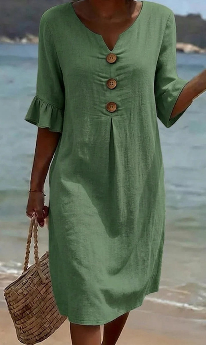 Damen Leichtes Sommerkleid mit Knopfdetails Echo Archiv