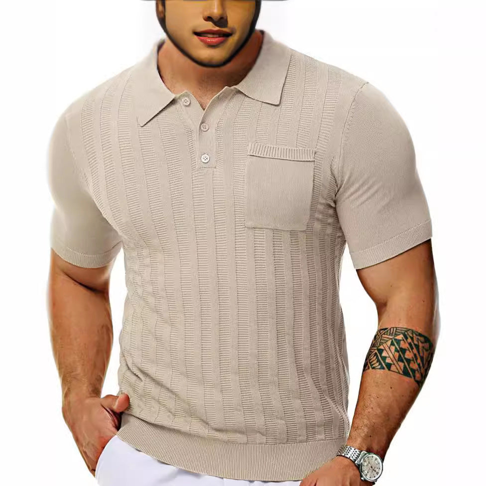 Herren Poloshirt mit strukturiertem Muster und kurzer Ärmel Echoarchiv