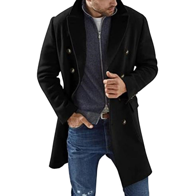 Herren eleganter Doppeltailleur-Mantel mit stylischen Knopfdetails Echoarchiv