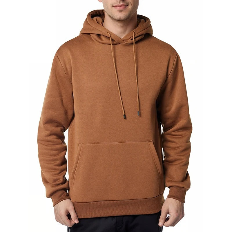 Herren minimalistischer Kapuzenpullover mit weichem Fleece-Innenfutter und Kängurutasche – Cavarno