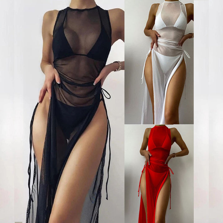 Damen Langarm-Strandkleid mit verstellbaren Schnürungen Echo Archiv