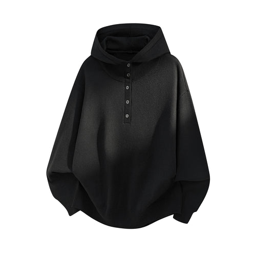 Unisex Oversize Kapuzenpullover mit Knopfleiste und weitem Funnelkragen Echo Archiv