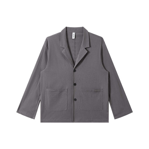 Herren Leichtes Struktur-Overshirt mit Reverskragen, Knopfleiste und aufgesetzten Taschen Echoarchiv