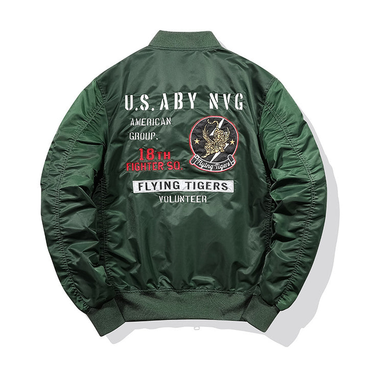 Herren Piloten-Bomberjacke im Vintage-Militärlook mit aufgestickten Patches und Ärmel-Utilitytasche Echo Archiv