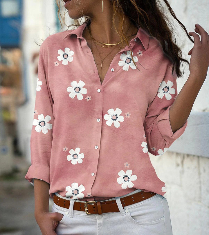 Damen Bluse mit Blumenmuster, Hemdkragen und lockerer Passform Echoarchiv