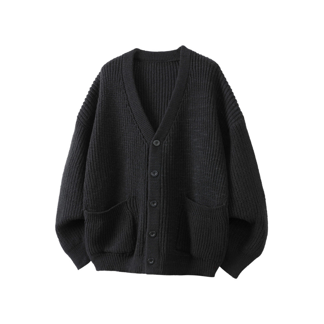 Unisex Oversize Grobstrick-Cardigan mit V-Ausschnitt, Knopfleiste und aufgesetzten Taschen Echo Archiv