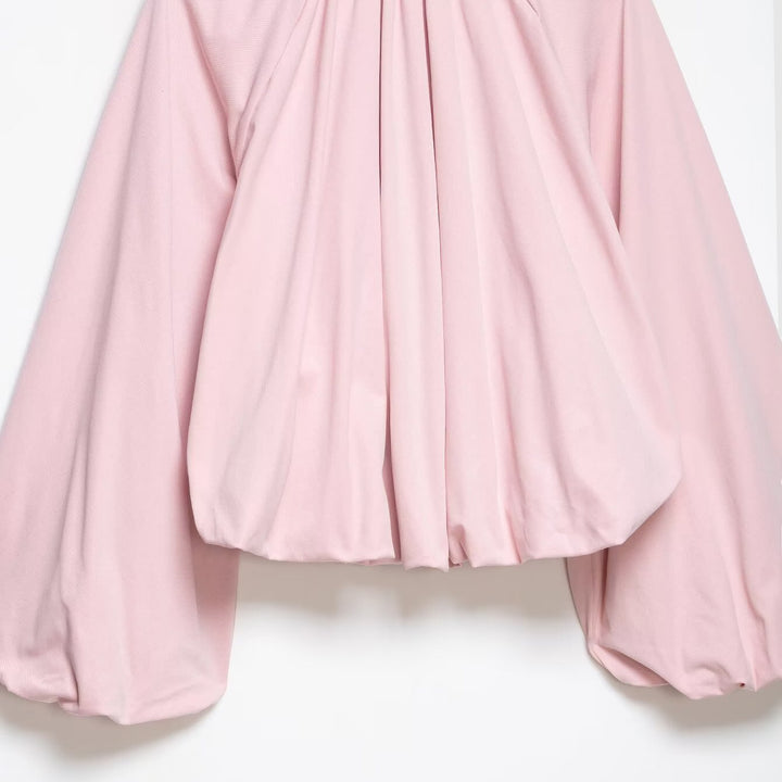 Damen Kurz geschnittene Blousonjacke mit weitem Ballonärmel, Reißverschluss und elastischem Saum Echoarchiv