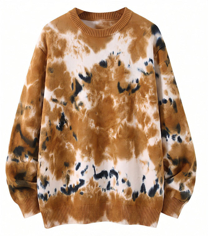 Herren Oversized Batik-Pullover mit Rundhalsausschnitt und Rippbündchen Echoarchiv