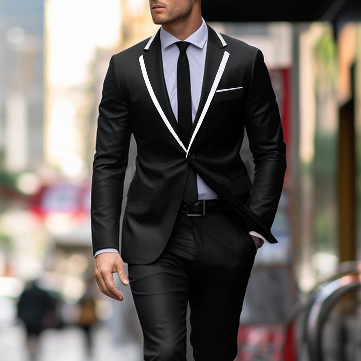 Herren eleganter Anzug mit kontrastierendem Revers Echoarchiv