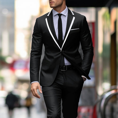 Herren eleganter Anzug mit kontrastierendem Revers Echoarchiv