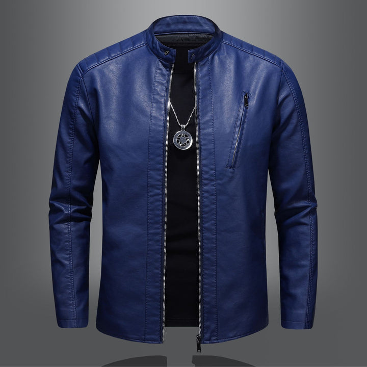Herren Modische Lederjacke mit hohem Kragen Echo Archiv