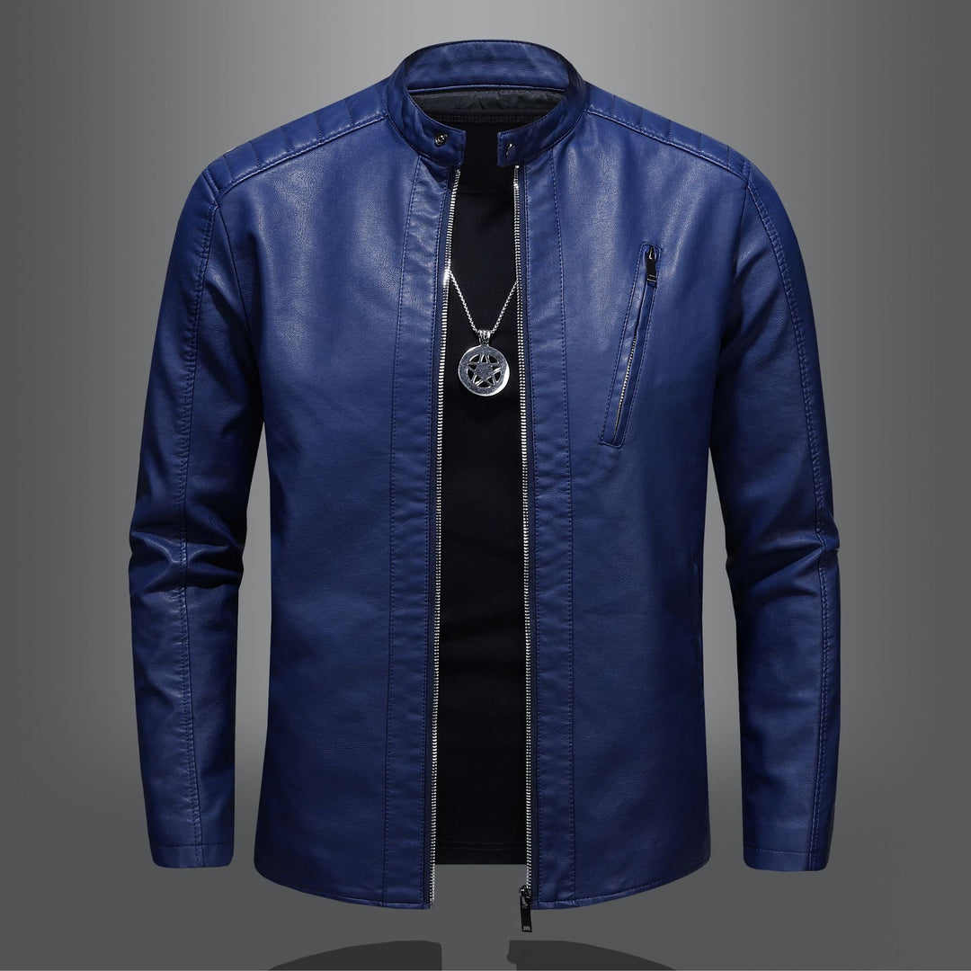 Herren Stilvolle Lederjacke mit schmalem Kragen Echo Archiv