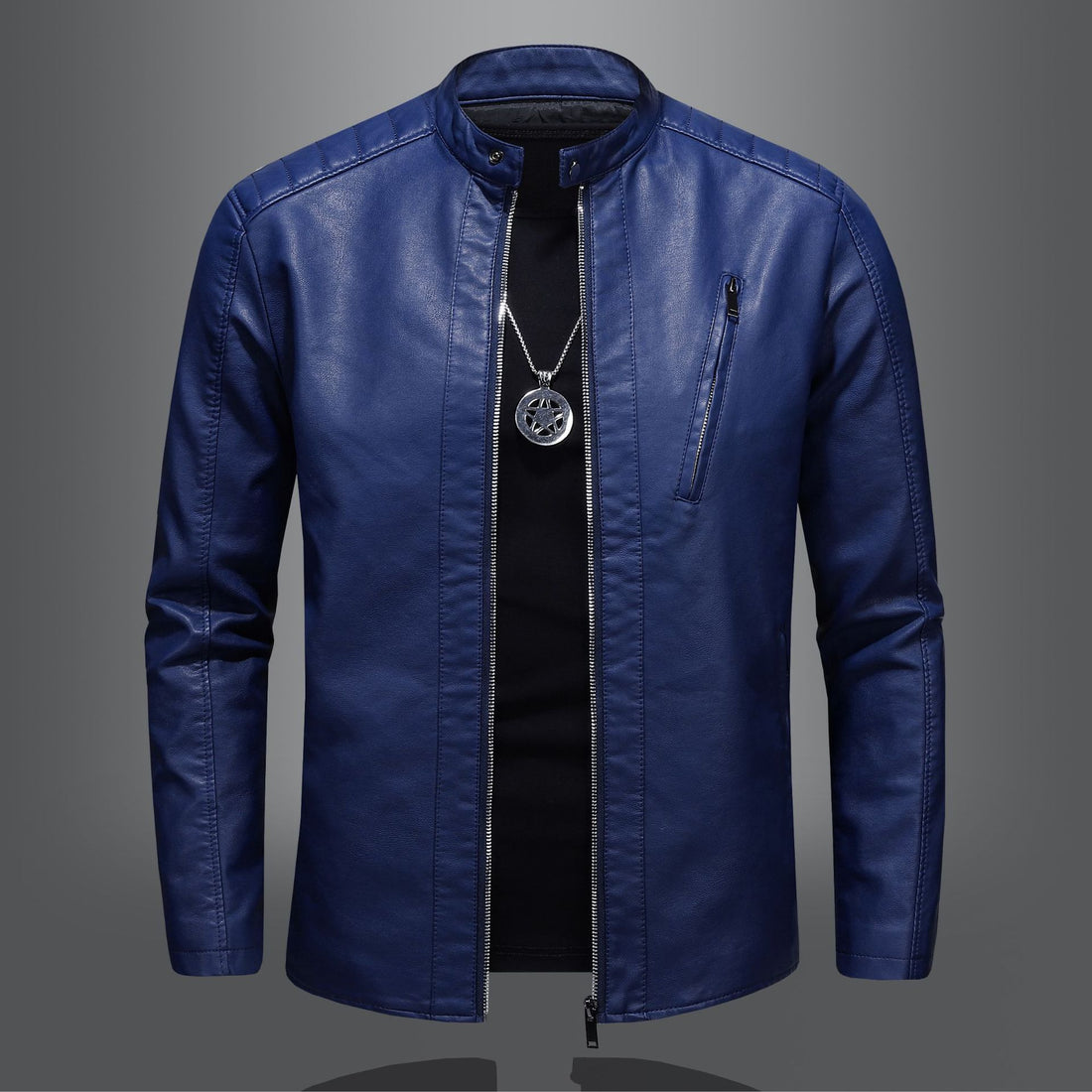 Herren Stilvolle Lederjacke mit schmalem Kragen Echo Archiv