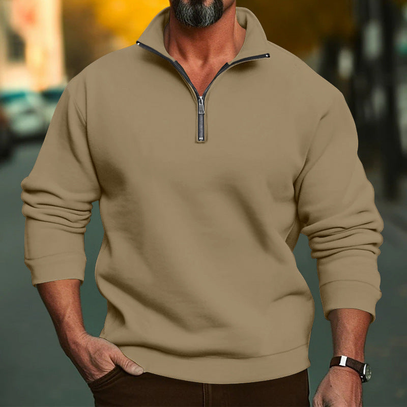 Herren Sweatshirt mit halblangem Reißverschluss und weichem Innenfutter – Marzano
