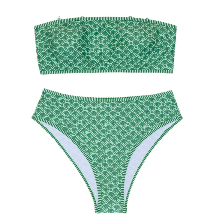 Damen Hochgeschnittenes Bikini-Set mit schlichtem Oberteil und elastischem Bund Echo Archiv