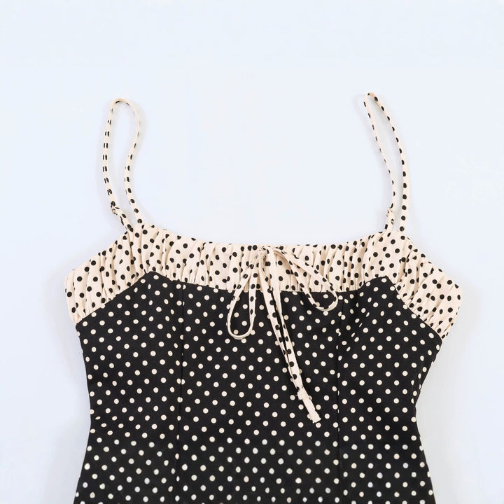 Damen Spaghettiträgerkleid mit Raffungen und Polka-Dots Echo Archiv