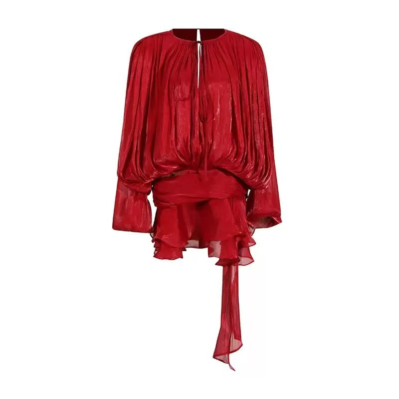 Damen Chiffon Mini Kleid mit eleganten Rüschendetails und verführerischem Wickeldesign Echo Archiv