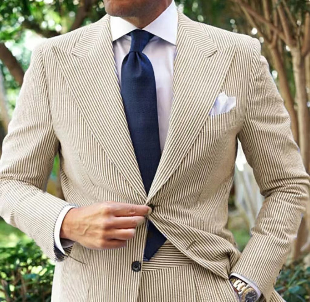 Herren Elegant Gestreifter Anzugblazer Echoarchiv