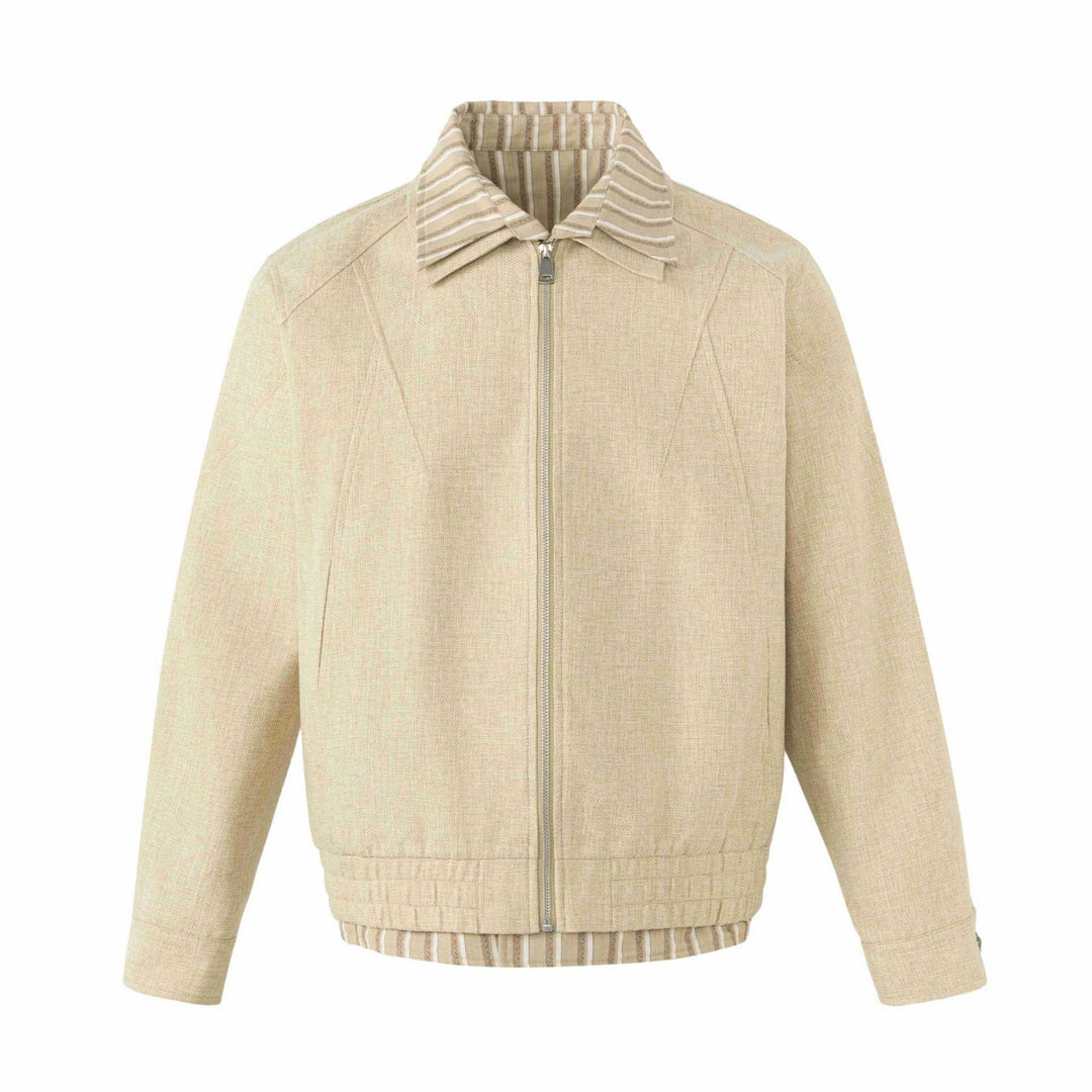 Damen Leichte Boxy‑Blousonjacke aus Leinenoptik mit gestreiftem Innenkragen Echoarchiv