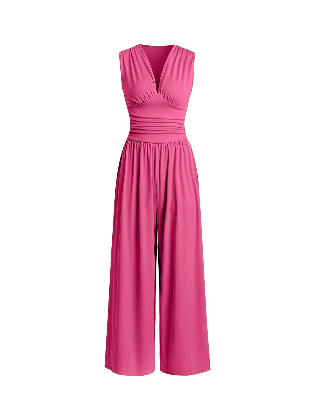 Damen Jumpsuit Palazzo Bein mit Taille