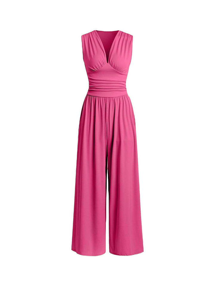 Damen Jumpsuit Palazzo Bein mit Taille