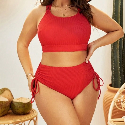 Damen Hochgeschnittener Bikini mit verstellbaren Kordeln Echo Archiv