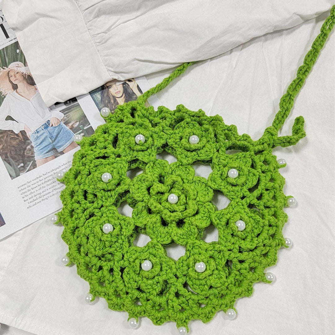 Damen handgefertigte Häkel-Handtasche mit Perlenschmuck Echo Archiv