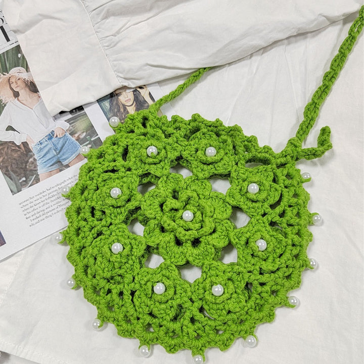Damen handgefertigte Häkel-Handtasche mit Perlenschmuck Echo Archiv