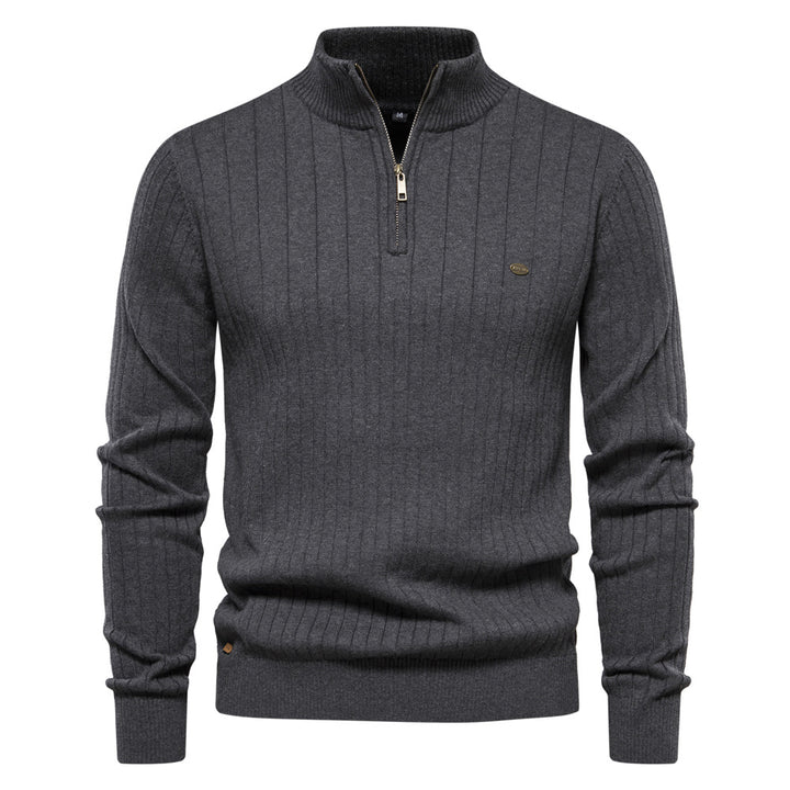 Herren Pullover mit eleganter Rippstruktur und halbem Reißverschluss Echoarchiv