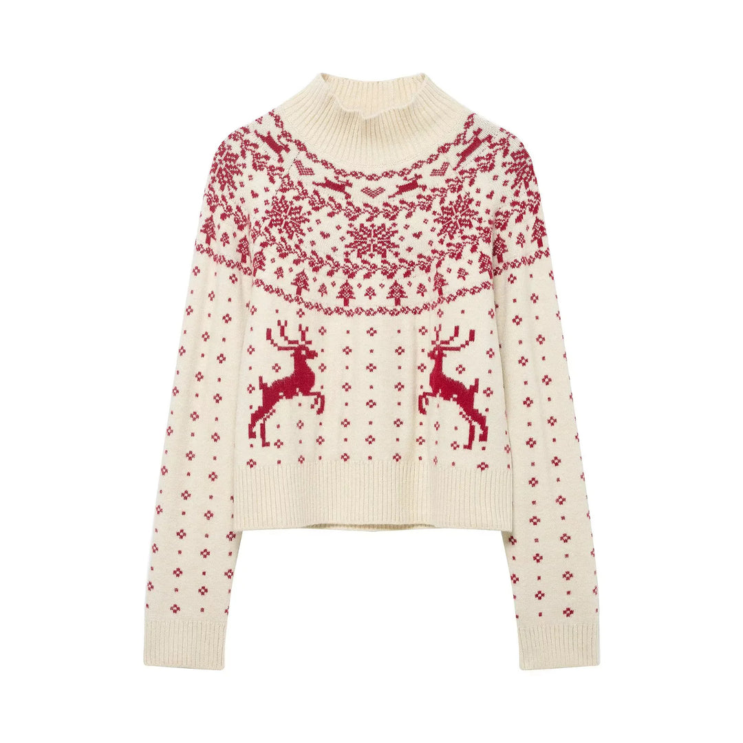 Damen nan weicher Norweger-Feinstrick-Pullover mit hohem Rollkragen und gestepptem Fair‑Isle-Motiv Echo Archiv