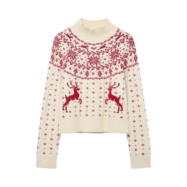 Damen nan weicher Norweger-Feinstrick-Pullover mit hohem Rollkragen und gestepptem Fair‑Isle-Motiv Echo Archiv