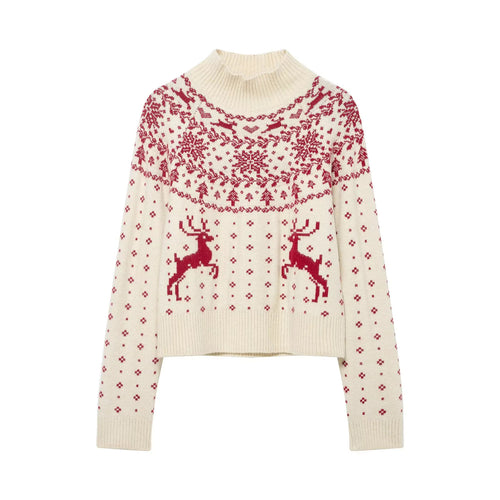 Damen nan weicher Norweger-Feinstrick-Pullover mit hohem Rollkragen und gestepptem Fair‑Isle-Motiv Echo Archiv