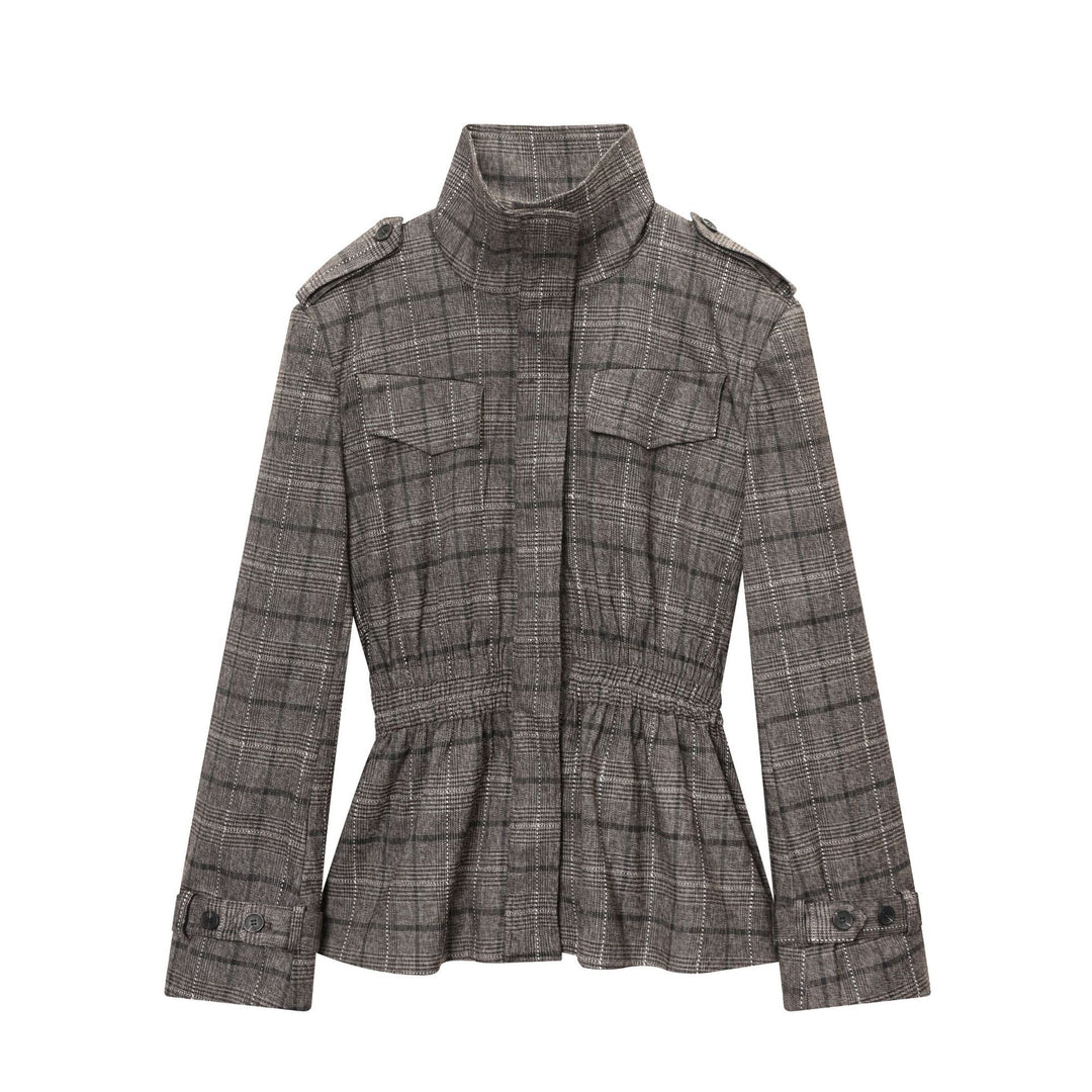 Damen nan Glencheck-Hose mit hoher Taille, weitem Bein, Bügelfalte und verdeckter Frontleiste Echo Archiv