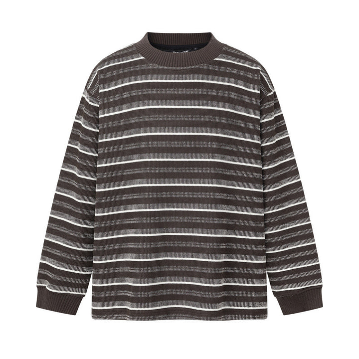Unisex Locker geschnittener Strukturstrick-Pullover mit Rundhals und maritimen Streifen Echo Archiv