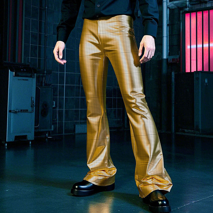 Herren glänzende Party-Hose mit weitem Bein und Mesh-Design Echoarchiv