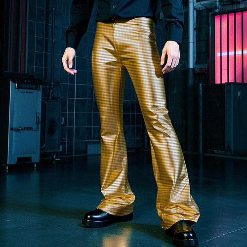 Herren glänzende Party-Hose mit weitem Bein und Mesh-Design Echoarchiv