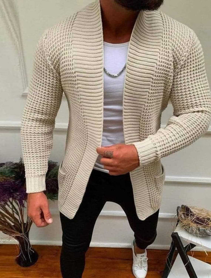 Herren Strickcardigan mit Schalkragen und strukturiertem Waffelmuster Echo Archiv