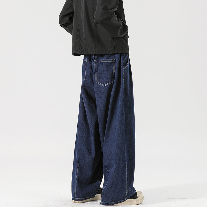 Damen Weite Denim-Palazzohose mit Tunnelzugbund, tiefem Schritt und extra weitem Bein Echo Archiv